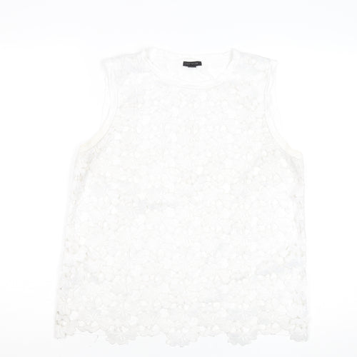 Ann Taylor Women's White Lace Sleeveless Blouse M