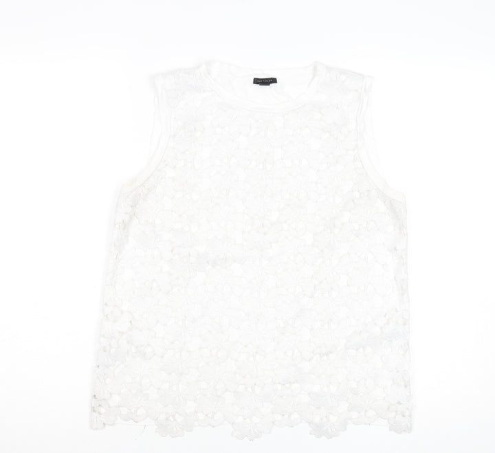 Ann Taylor Women's White Lace Sleeveless Blouse M