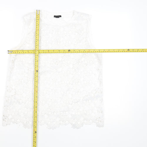 Ann Taylor Women's White Lace Sleeveless Blouse M