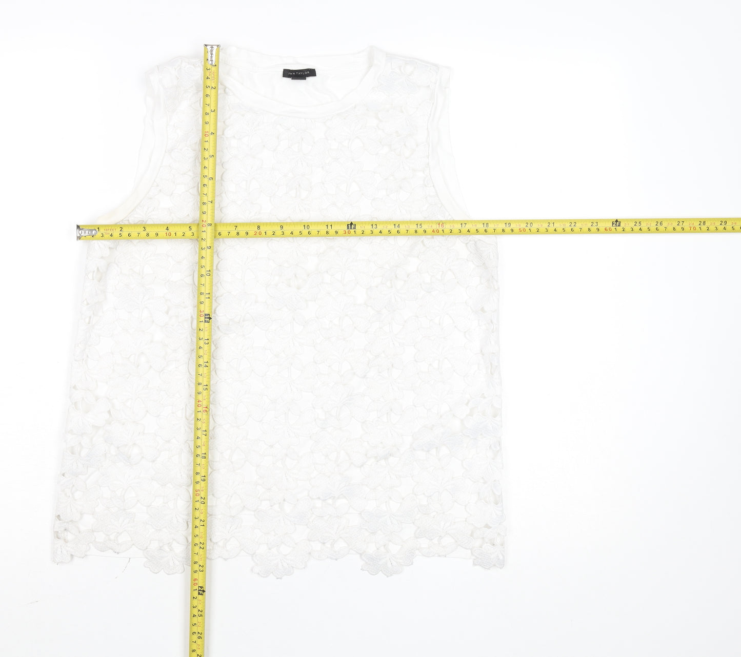 Ann Taylor Women's White Lace Sleeveless Blouse M