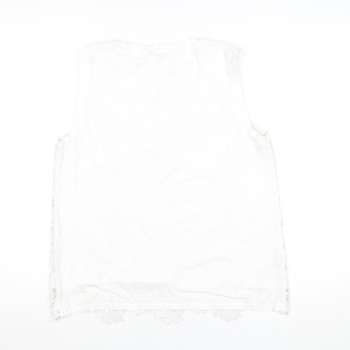 Ann Taylor Women's White Lace Sleeveless Blouse M