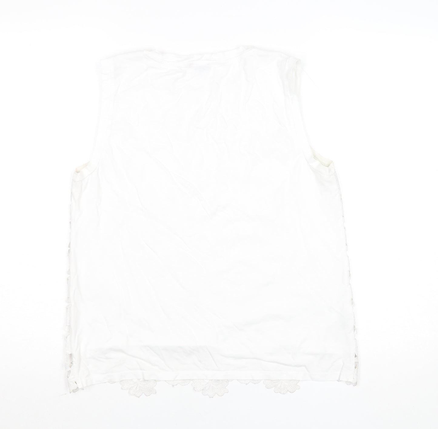 Ann Taylor Women's White Lace Sleeveless Blouse M