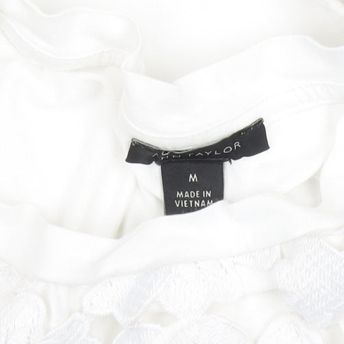 Ann Taylor Women's White Lace Sleeveless Blouse M