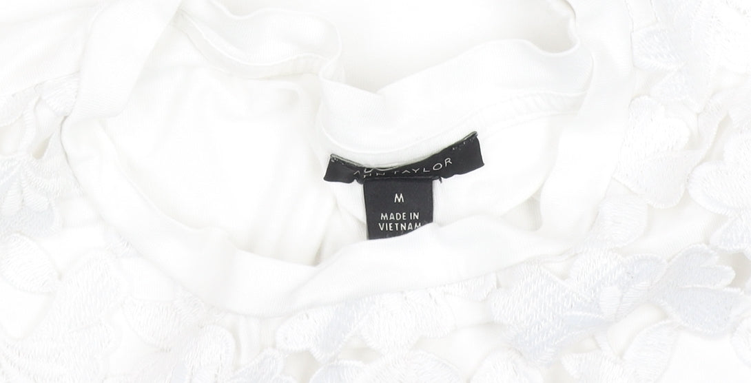 Ann Taylor Women's White Lace Sleeveless Blouse M