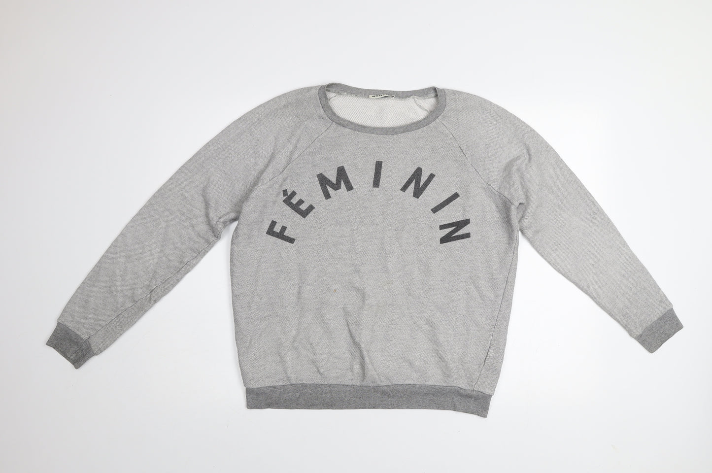 Whistles Women Grey Cotton Blend Pullover Sweatshirt UK 10