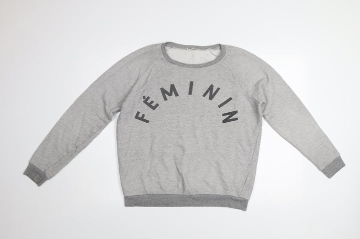Whistles Women Grey Cotton Blend Pullover Sweatshirt UK 10