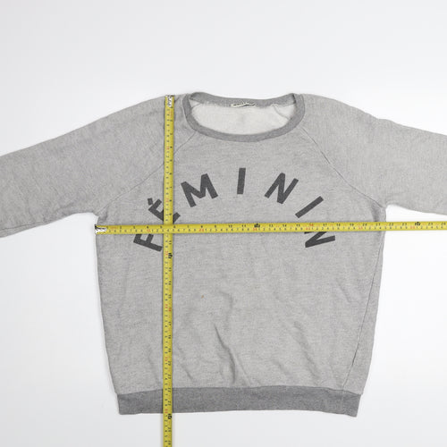 Whistles Women Grey Cotton Blend Pullover Sweatshirt UK 10