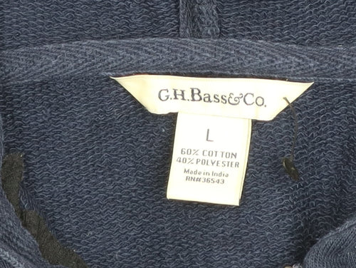 G.H. Bass & Co. Men's Blue Pullover Hoodie Size L Cotton Blend
