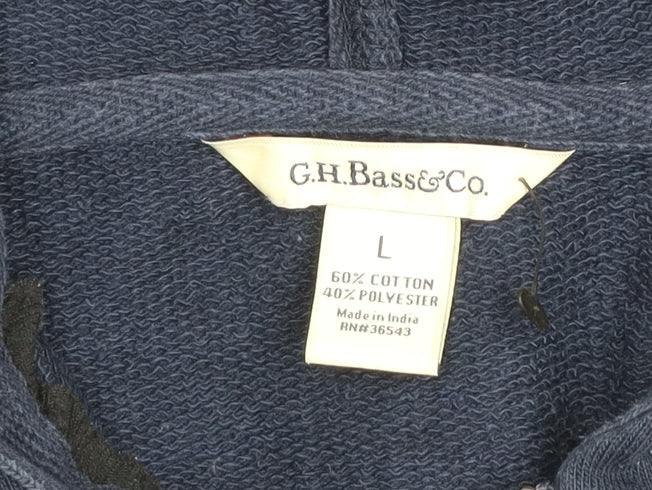 G.H. Bass & Co. Men's Blue Pullover Hoodie Size L Cotton Blend