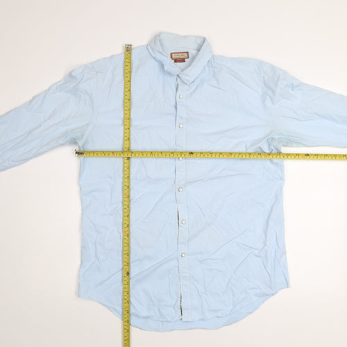 Zara Man Blue Slim Fit Long Sleeve Button-Up Shirt Size L
