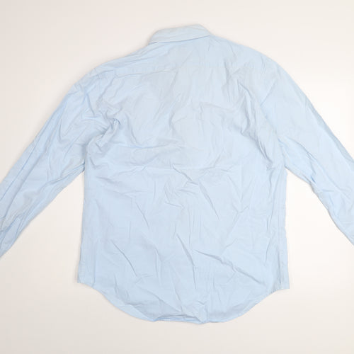 Zara Man Blue Slim Fit Long Sleeve Button-Up Shirt Size L