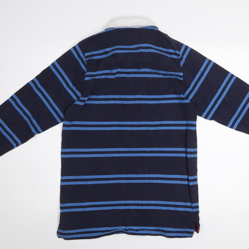 James Pringle Men's Blue Striped Collared Rugby Sweatshirt Size S