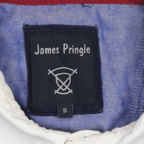 James Pringle Men's Blue Striped Collared Rugby Sweatshirt Size S
