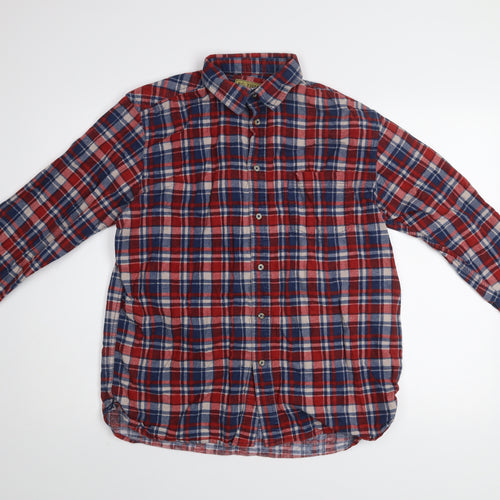 P.G. Field Men's Red Plaid Cotton Flannel Button-Up Shirt M