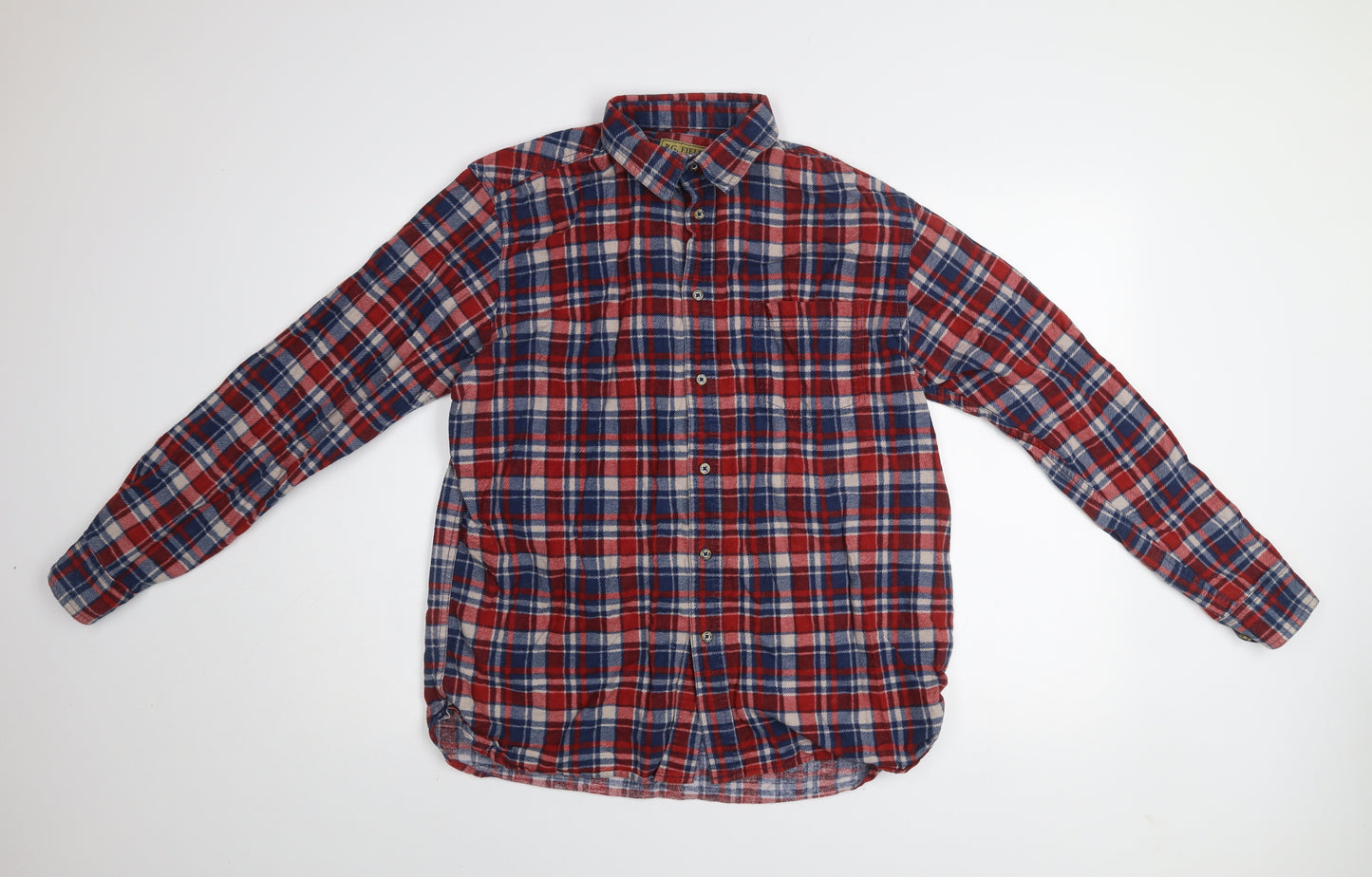 P.G. Field Men's Red Plaid Cotton Flannel Button-Up Shirt M