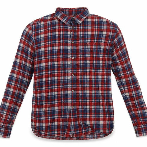 P.G. Field Men's Red Plaid Cotton Flannel Button-Up Shirt M