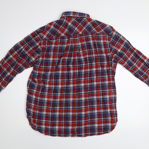 P.G. Field Men's Red Plaid Cotton Flannel Button-Up Shirt M