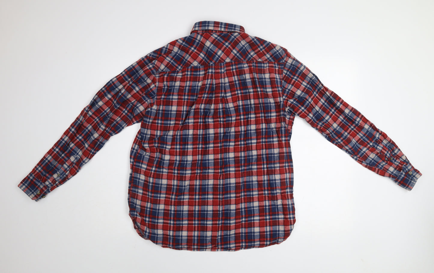 P.G. Field Men's Red Plaid Cotton Flannel Button-Up Shirt M