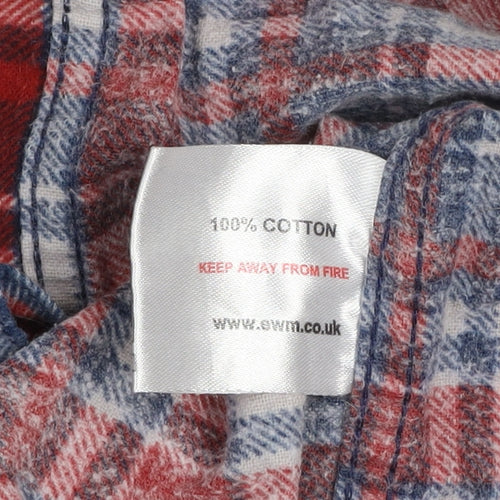 P.G. Field Men's Red Plaid Cotton Flannel Button-Up Shirt M
