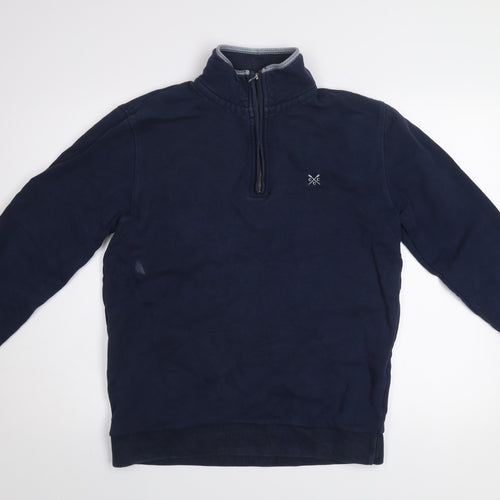 Crew Clothing Co. Men's Blue 1/2 Zip Cotton Sweatshirt Size S