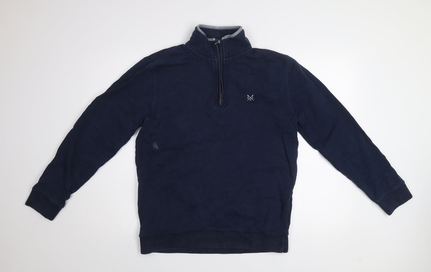 Crew Clothing Co. Men's Blue 1/2 Zip Cotton Sweatshirt Size S