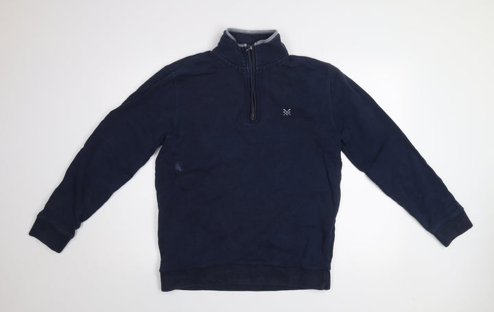 Crew Clothing Co. Men's Blue 1/2 Zip Cotton Sweatshirt Size S