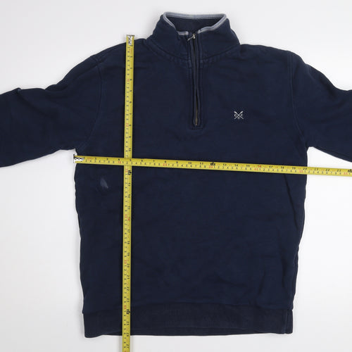 Crew Clothing Co. Men's Blue 1/2 Zip Cotton Sweatshirt Size S