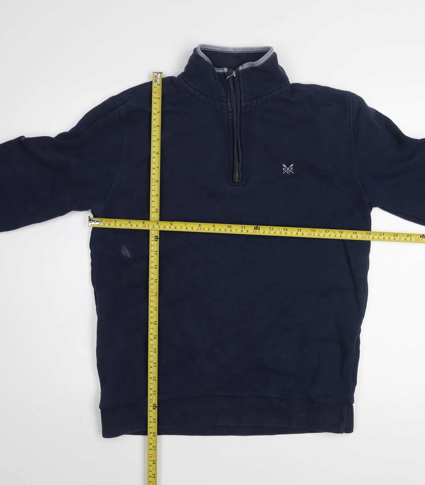 Crew Clothing Co. Men's Blue 1/2 Zip Cotton Sweatshirt Size S