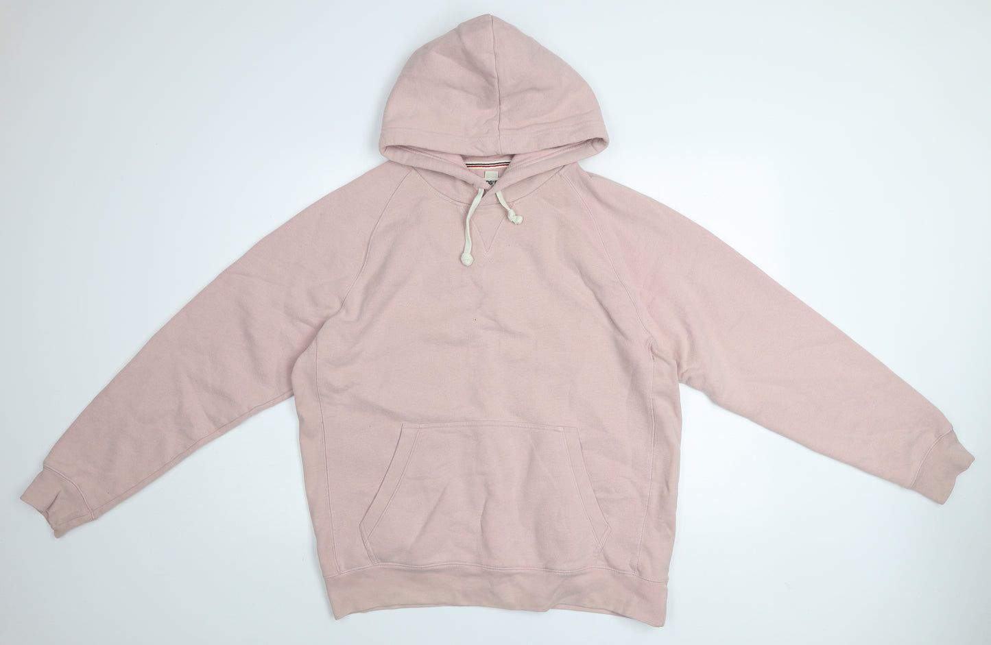 Lands' End Men's Pink Pullover Hoodie Size L Fleece Cotton Blend