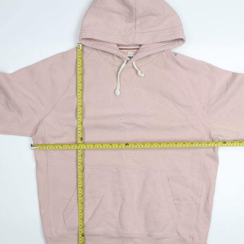 Lands' End Men's Pink Pullover Hoodie Size L Fleece Cotton Blend