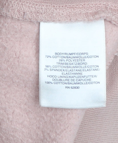 Lands' End Men's Pink Pullover Hoodie Size L Fleece Cotton Blend