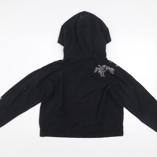 Jack Wills Womens Black Embroidered Hoodie UK 12