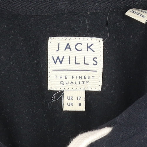 Jack Wills Womens Black Embroidered Hoodie UK 12