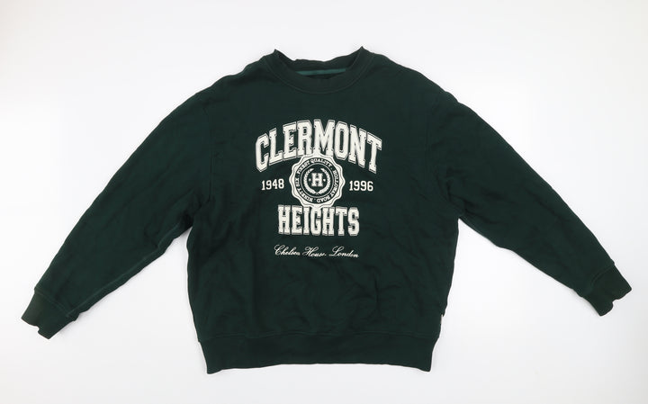 River Island Men's Green XL Pullover Sweatshirt Clermont Heights Logo