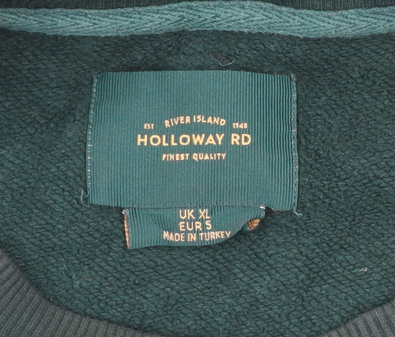 River Island Men's Green XL Pullover Sweatshirt Clermont Heights Logo