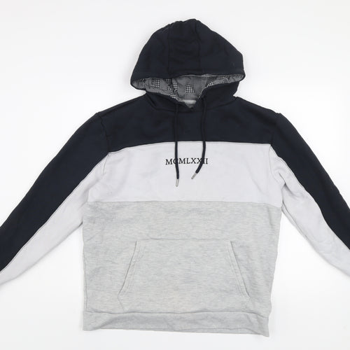 Brave Soul Men's Grey Colour Block Pullover Hoodie XL