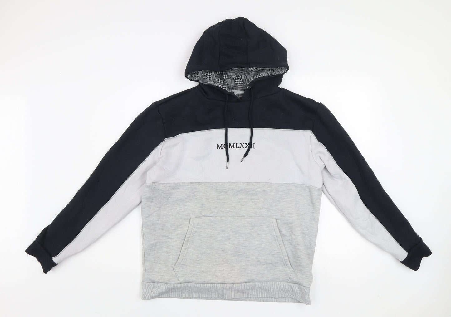 Brave Soul Men's Grey Colour Block Pullover Hoodie XL