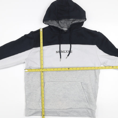 Brave Soul Men's Grey Colour Block Pullover Hoodie XL