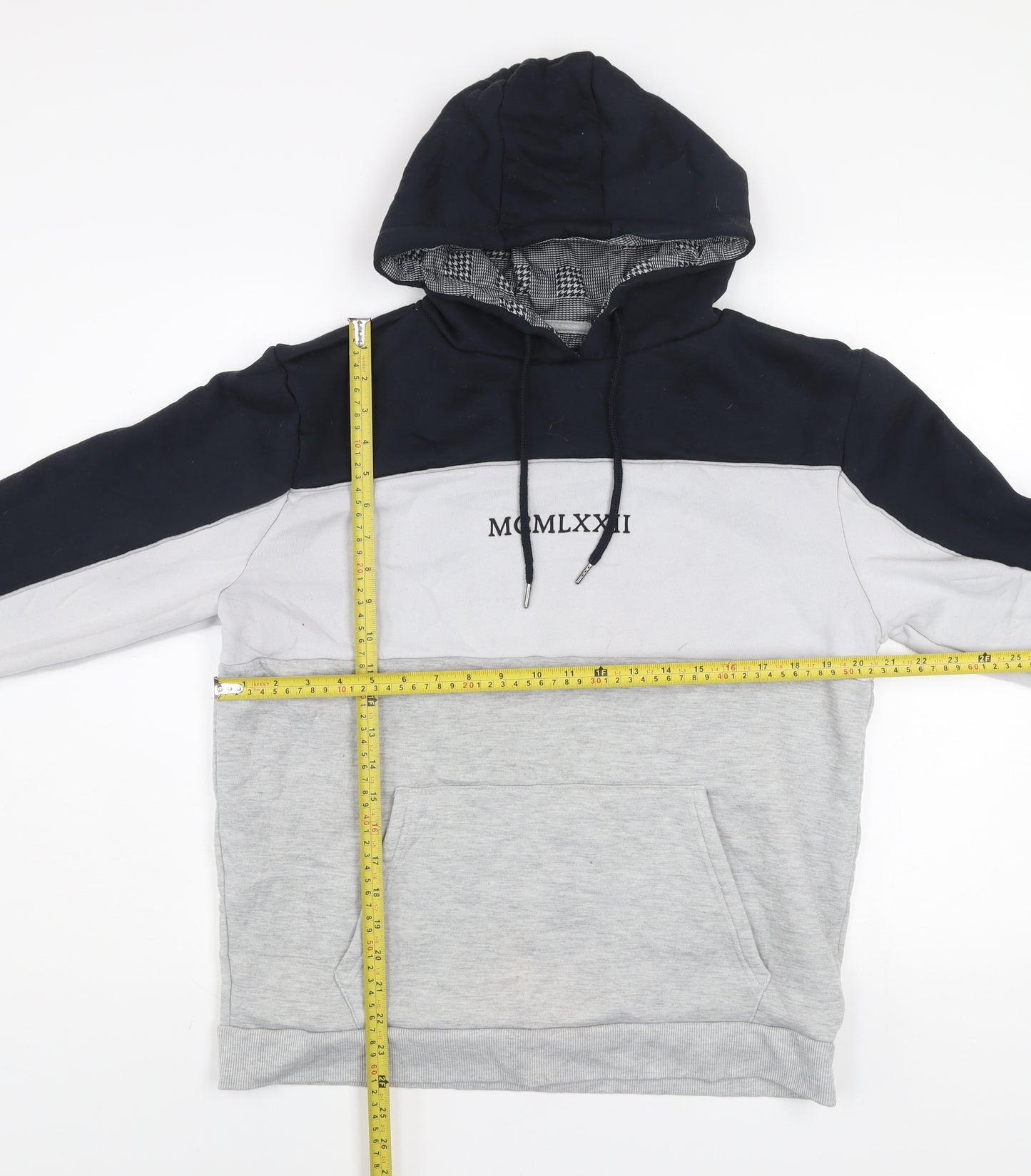 Brave Soul Men's Grey Colour Block Pullover Hoodie XL