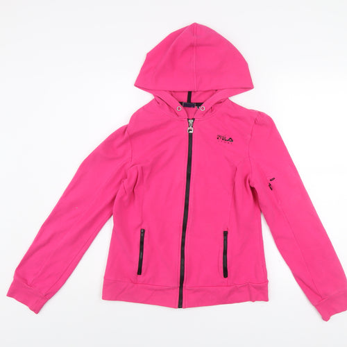 Fila Sport Women’s Pink Full Zip Hoodie Size M Cotton Blend