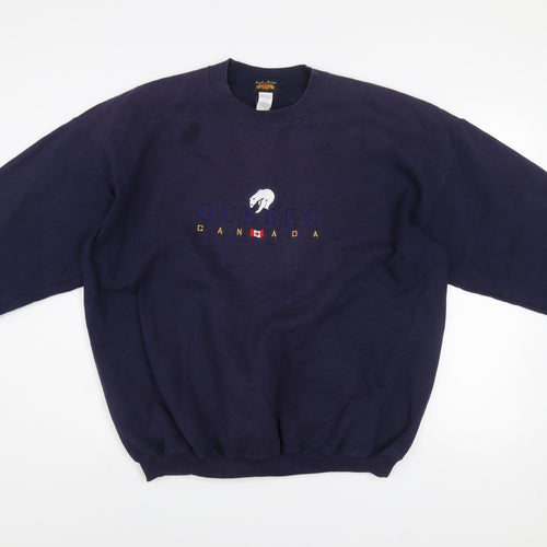 Royal Designs Men's Blue Quebec Canada Embroidered Sweatshirt XL