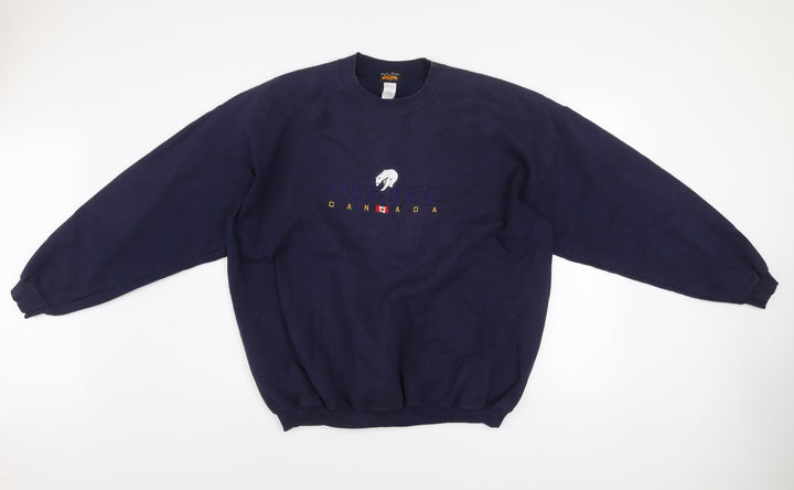 Royal Designs Men's Blue Quebec Canada Embroidered Sweatshirt XL
