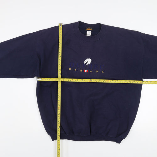 Royal Designs Men's Blue Quebec Canada Embroidered Sweatshirt XL