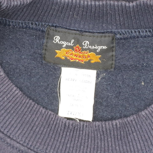 Royal Designs Men's Blue Quebec Canada Embroidered Sweatshirt XL