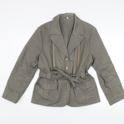 Klass Petite Grey Belted Cotton Blazer Jacket Women’s Size 18