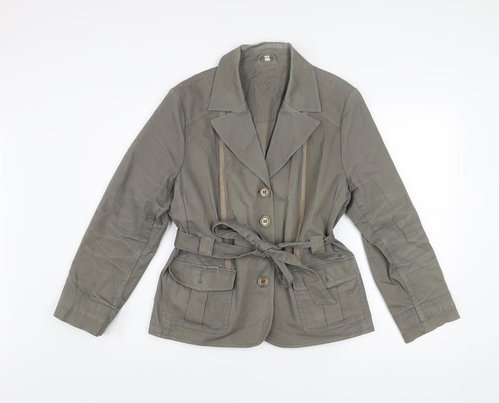 Klass Petite Grey Belted Cotton Blazer Jacket Women’s Size 18