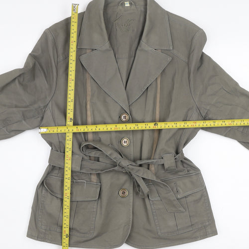 Klass Petite Grey Belted Cotton Blazer Jacket Women’s Size 18