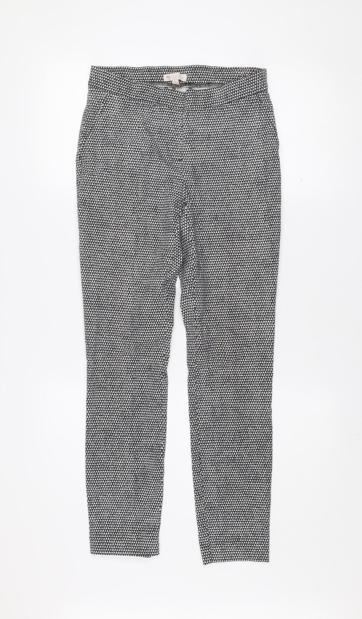 Lila Rose Womens Black Houndstooth Slim Fit Stretch Trousers UK 8