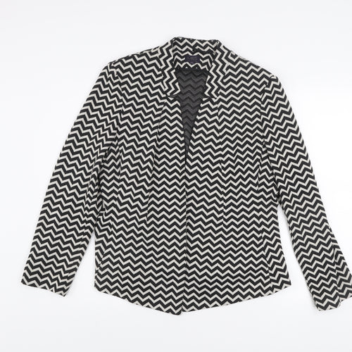 Marks and Spencer Women's Black Geometric Knit Blazer Size 16