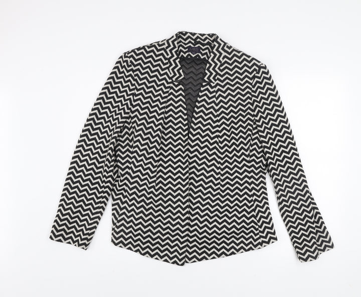 Marks and Spencer Women's Black Geometric Knit Blazer Size 16